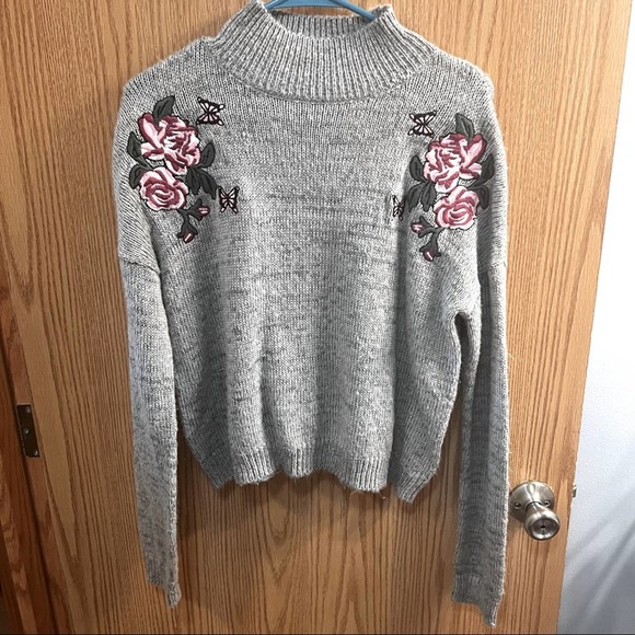 Cloud Chaser | Sweaters | Cloud Chaser Embroidered Rose High Neckline  Sweater Size Medium | Poshmark